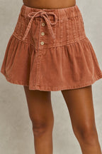 Pintuck Corduroy Mini Skirt -