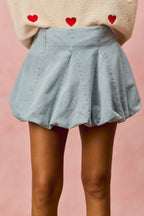 Bubble Hem Denim Skirt -
