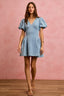 Denim Puff Sleeve Mini Dress - LIGHT DENIM