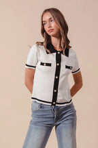 Button Down Knit Sweater Shirt -