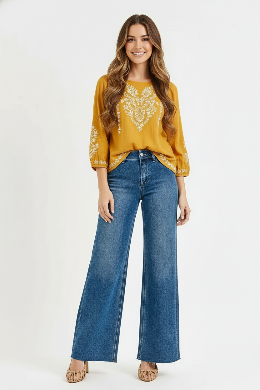 High Rise Wide Leg Denim Jeans - Medium Main image