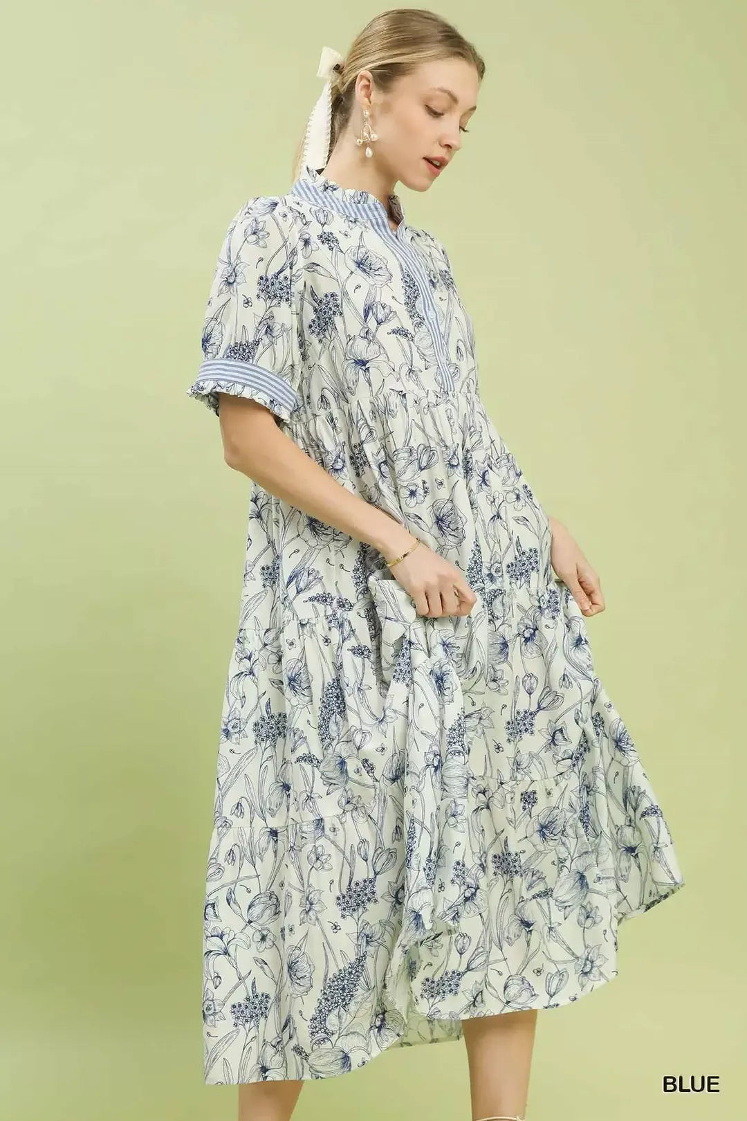Tiered Floral Midi Dress -