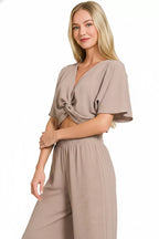 Airflow Woven Twist Top Wide Leg Set -