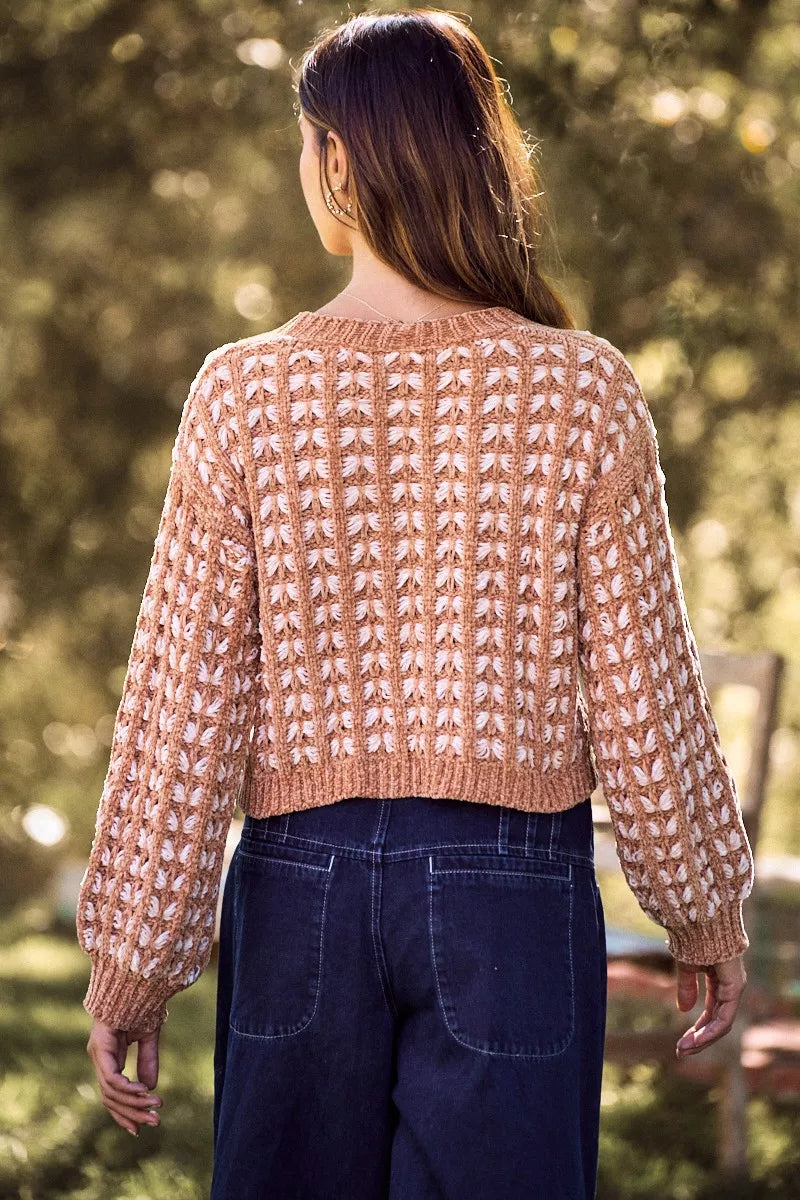 Soft Chenille Textured Button Sweater Cardigan -