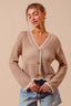 Scallop Trim Open Knit Cardigan - Taupe Ivory