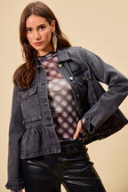 Peplum Pocket Denim Jacket -