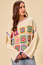 Crochet Patchwork Sweater Top -
