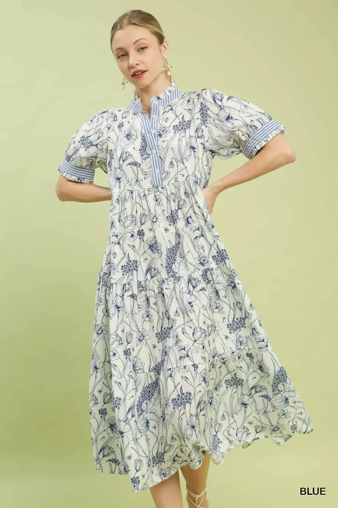 Tiered Floral Midi Dress Secondary image