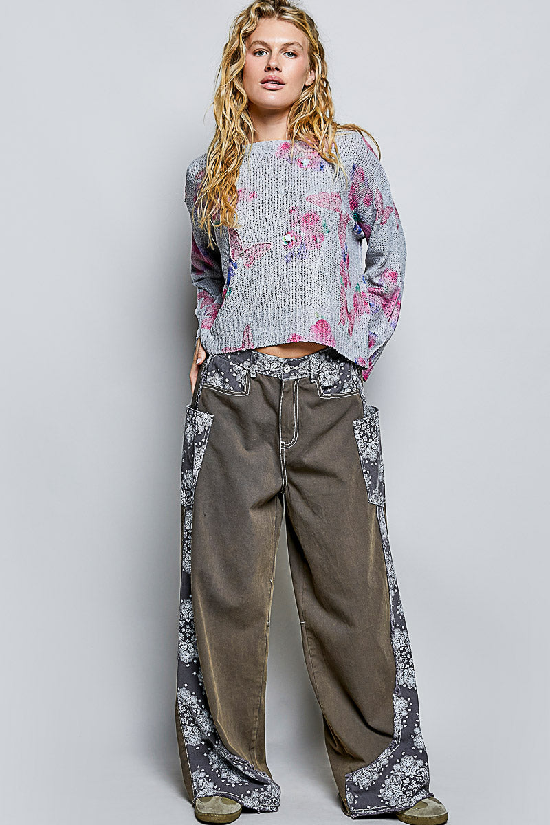 Butterfly Print Ribbed Knit Top Secondary image