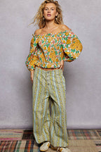 Floral Smocked Off Shoulder Blouse -