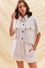 Button Front Utility Shorts Set -