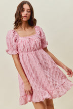 Ruched Textured Mini Dress -