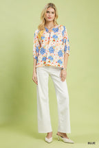 Painterly Floral Button Blouse -