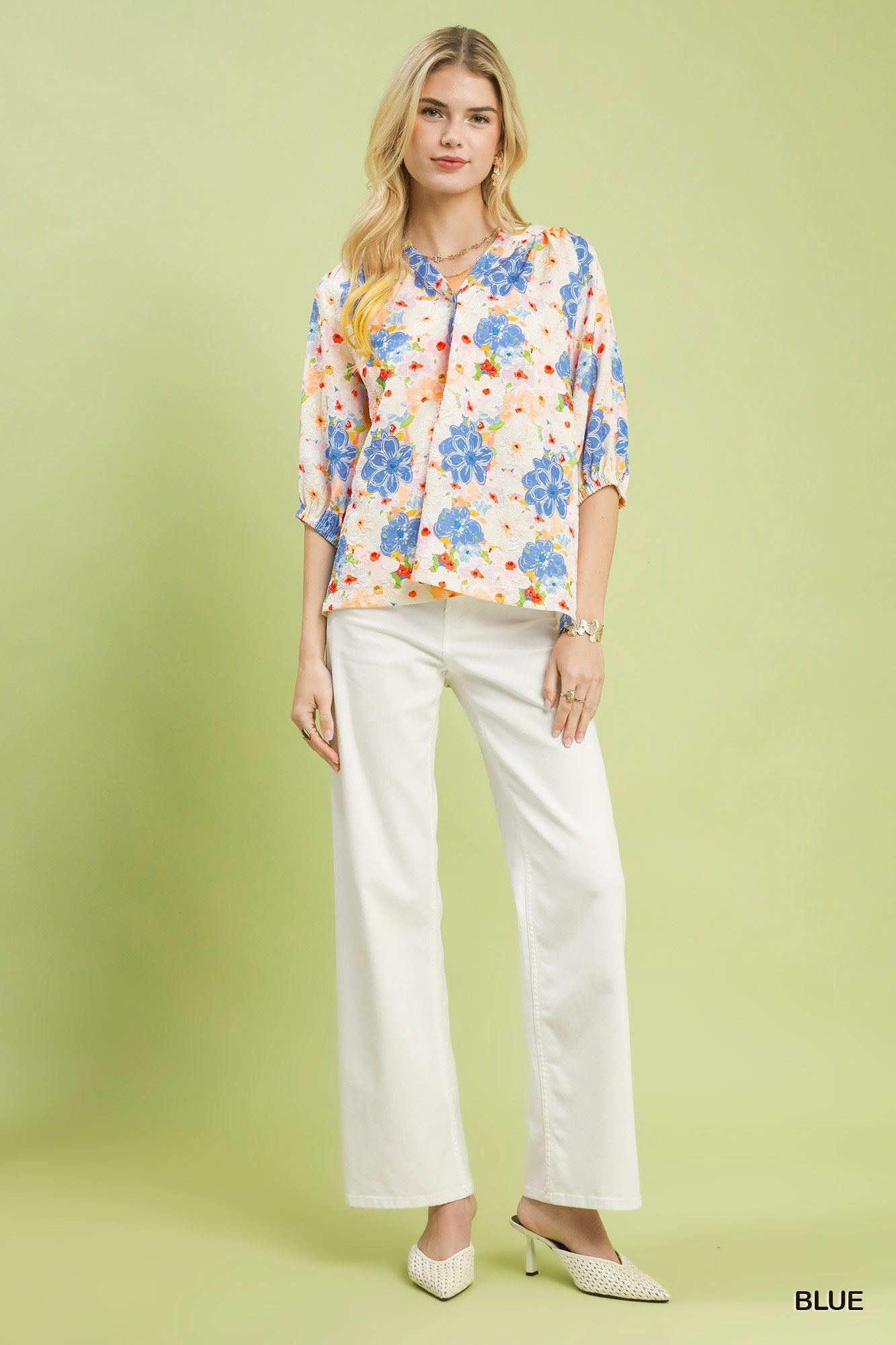 Painterly Floral Button Blouse -