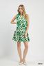 Floral Tiered Sleeveless Mini Dress - GREEN