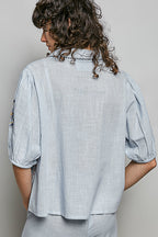 Embroidered Floral Button Down Shirt -