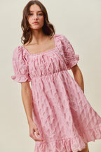 Ruched Textured Mini Dress -