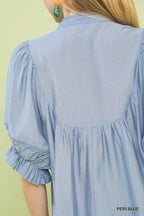 Smocked Yoke Ruffle Sleeve Blouse -