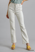Natural Panel Straight Cut Denim Jeans - Light Denim