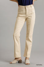 Natural Panel Straight Cut Denim Jeans - Natural