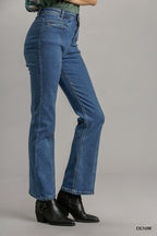 Natural Panel Straight Cut Denim Jeans - Denim