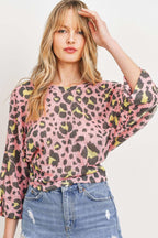 Leopard Back Tie Knit Blouse - L