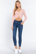 Knotted Front Crop Sweater -