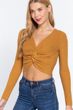 Knotted Front Crop Sweater -