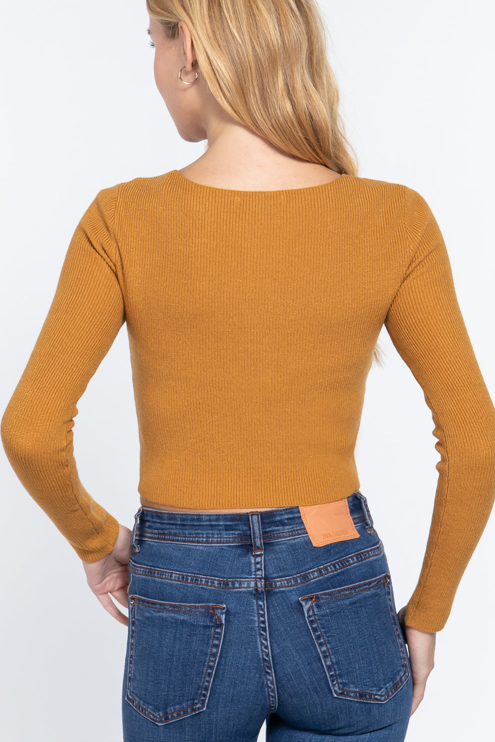 Knotted Front Crop Sweater -
