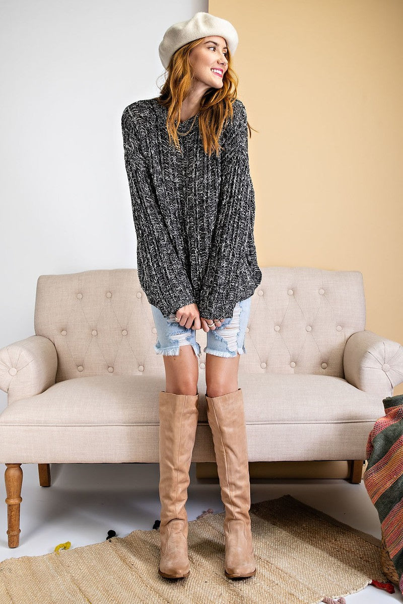 Marled Textured Knit Sweater Secondary image
