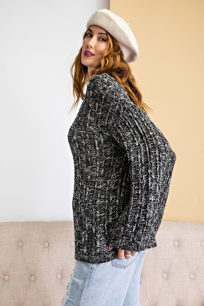 Marled Textured Knit Sweater -