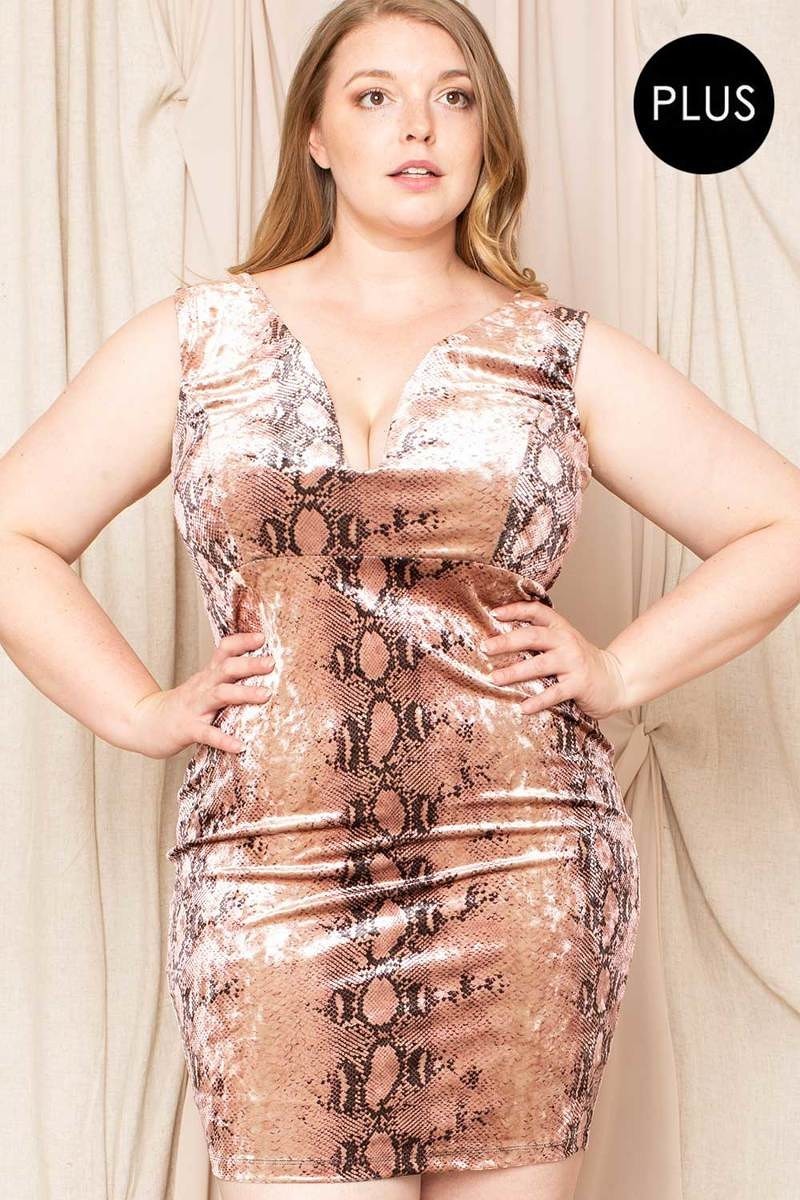 Blush Snake Print Velvet Mini Dress -
