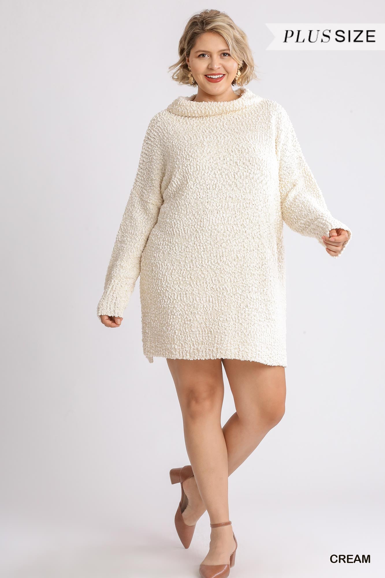 Cozy Cowl Neck Boucle Sweater Dress - XL Main image