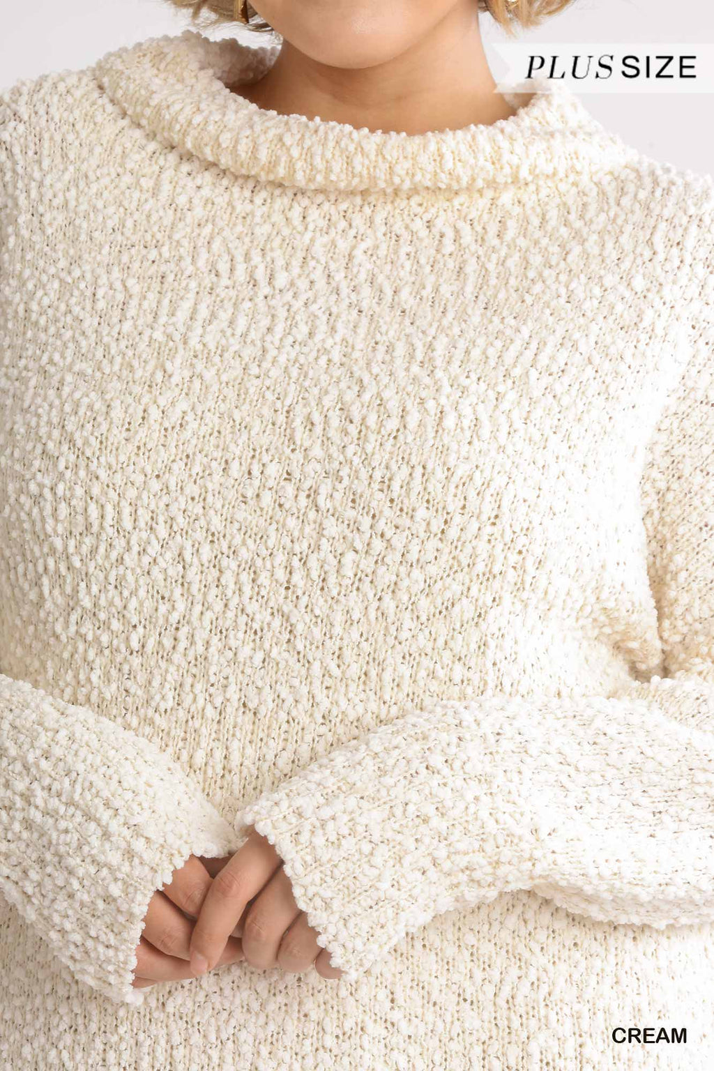 Cozy Cowl Neck Boucle Sweater Dress -