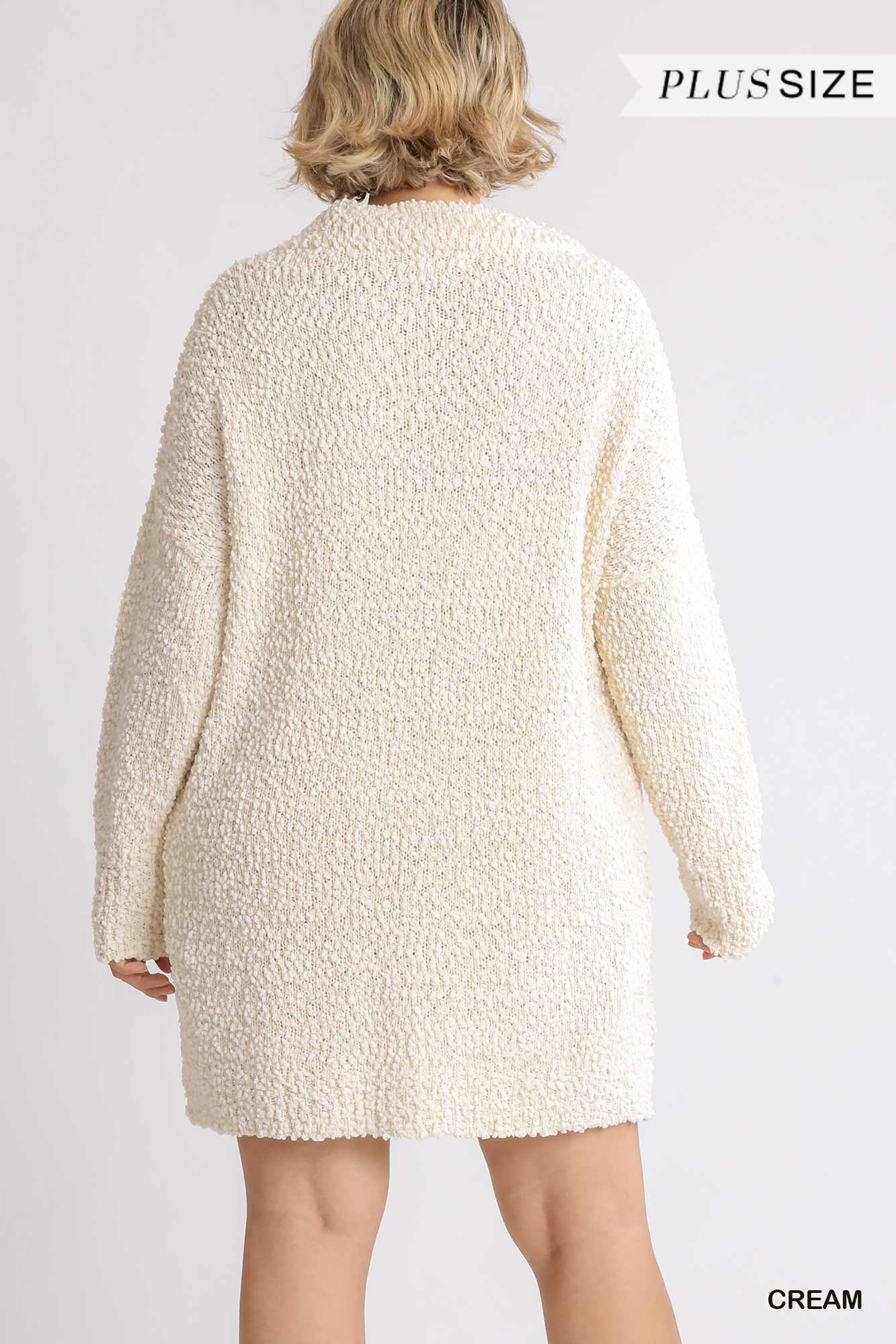 Cozy Cowl Neck Boucle Sweater Dress -