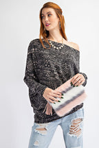 Tribal Print Dolman Pullover - Black