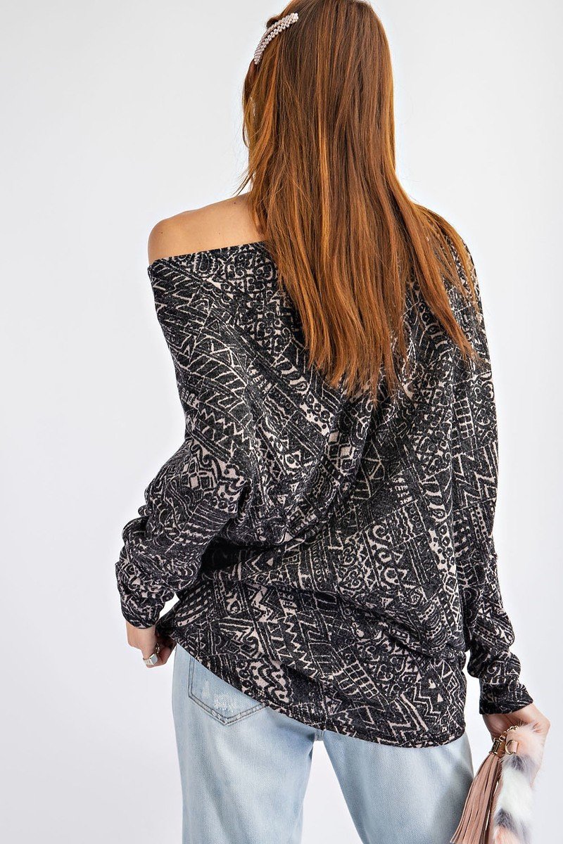 Tribal Print Dolman Pullover -