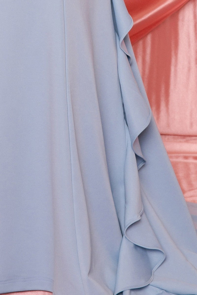 Ruffle Draped Tail Maxi Dress -
