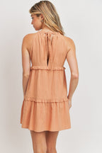 Textured Tiered Halter Mini Dress -
