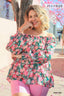 Floral Metallic Off Shoulder Blouse - XL