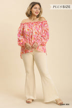 Metallic Floral Off Shoulder Blouse -