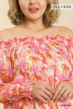 Metallic Floral Off Shoulder Blouse -