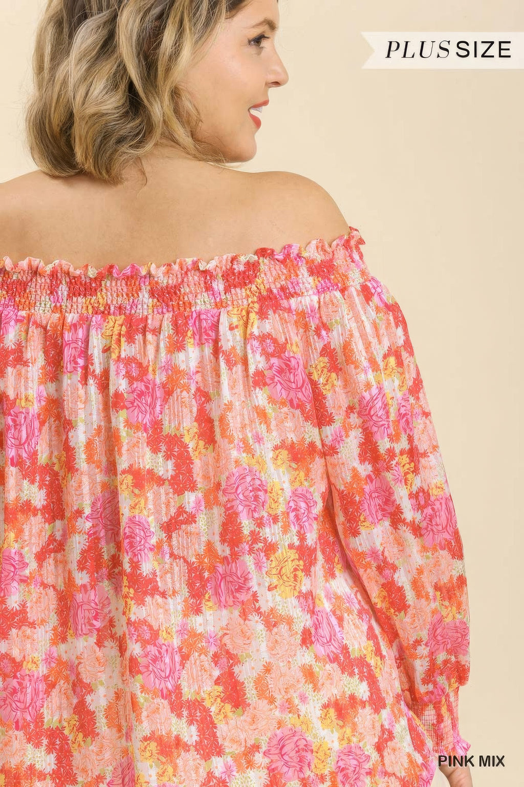 Metallic Floral Off Shoulder Blouse -