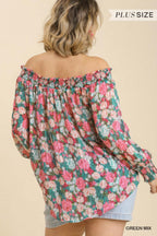 Floral Metallic Off Shoulder Blouse -