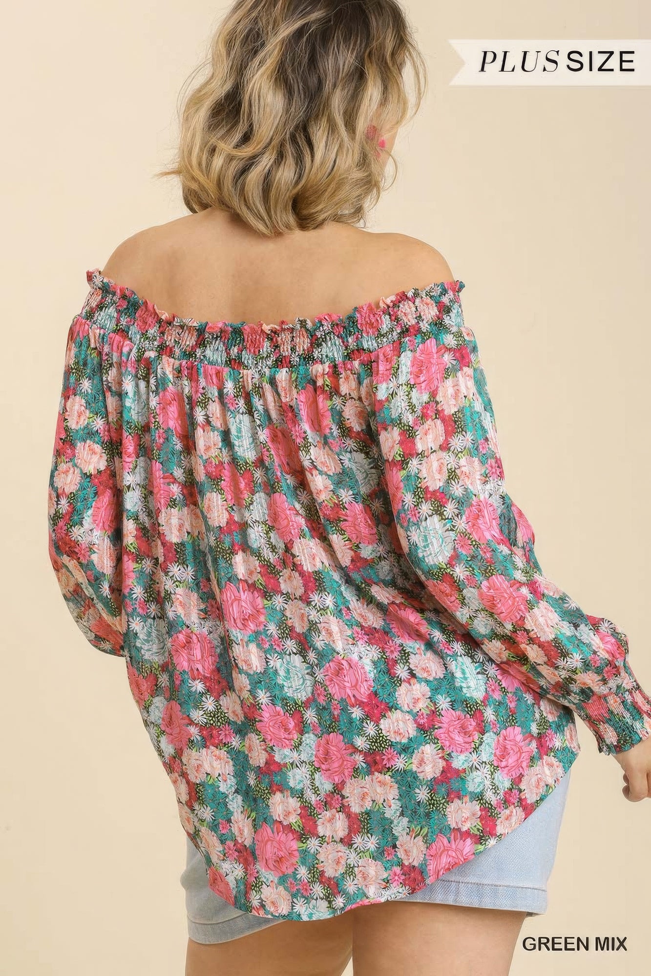 Floral Metallic Off Shoulder Blouse -