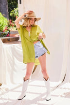Collared Oversized Button Down Shirt -
