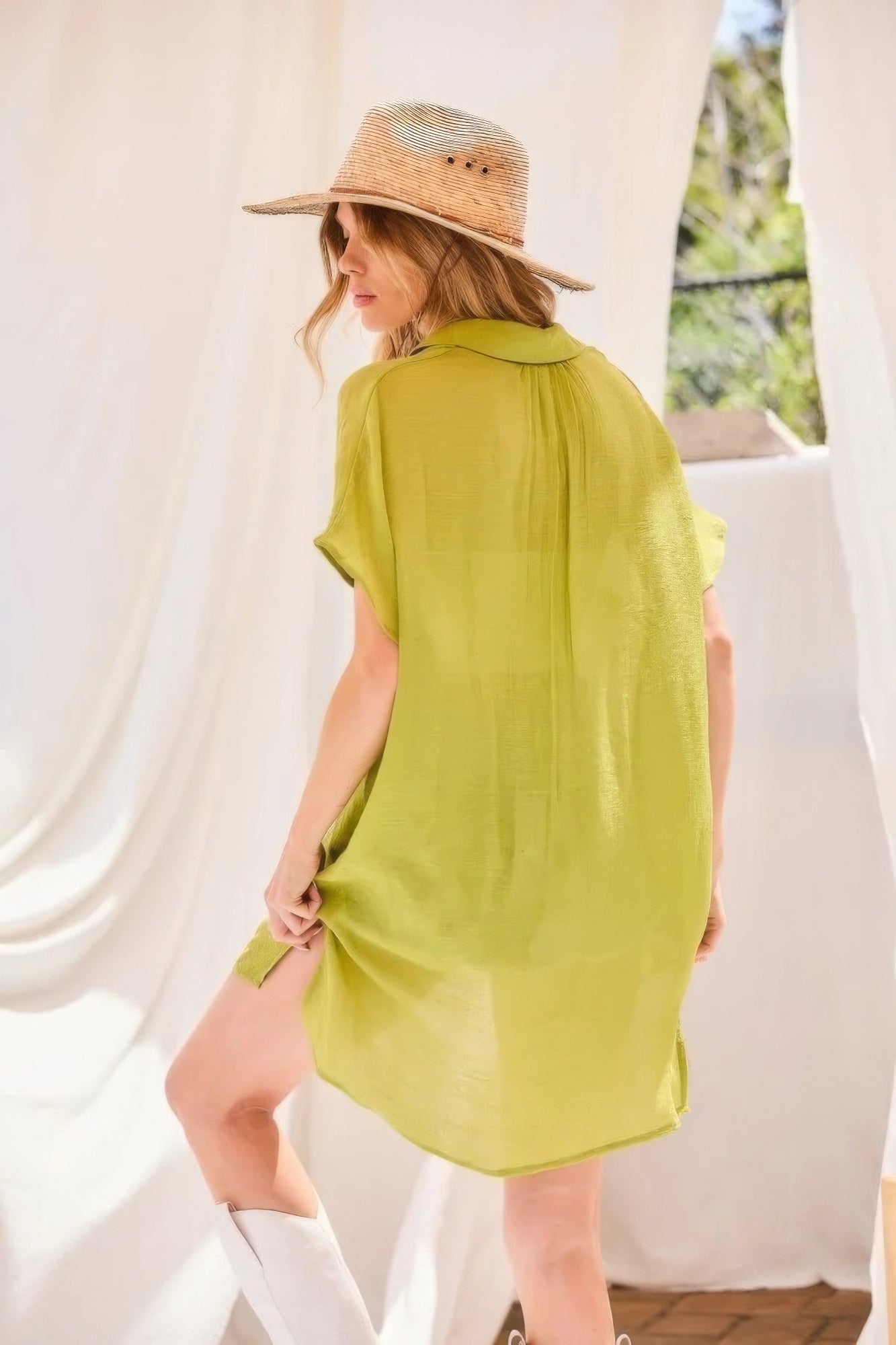 Collared Oversized Button Down Shirt -