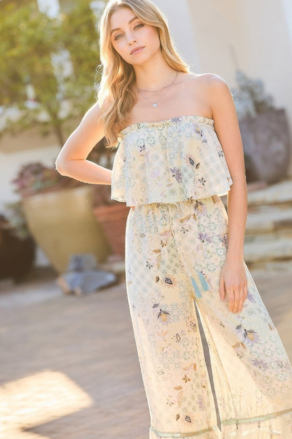 Tiered Ruffle Lace Jumpsuit -