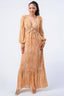 Printed Cutout Self Belted Maxi Dress - Yellow