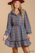 Floral Crochet Trim Shirt Dress -